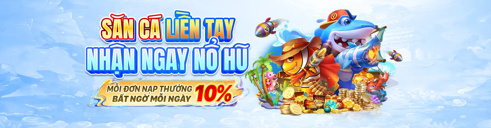 Banner Bắn Cá 98win chính thức với đồ họa sống động và cá vàng